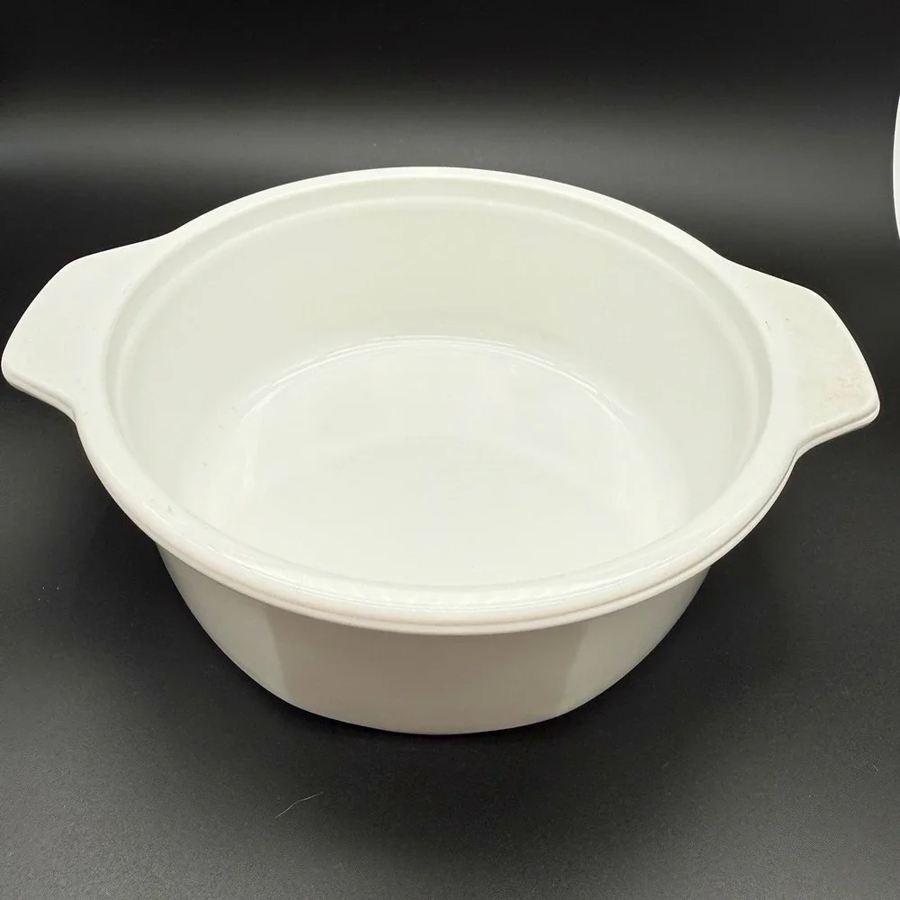 Princess House Nouveau 1 Quart Round White Casserole Dish w/ Lid Handles France